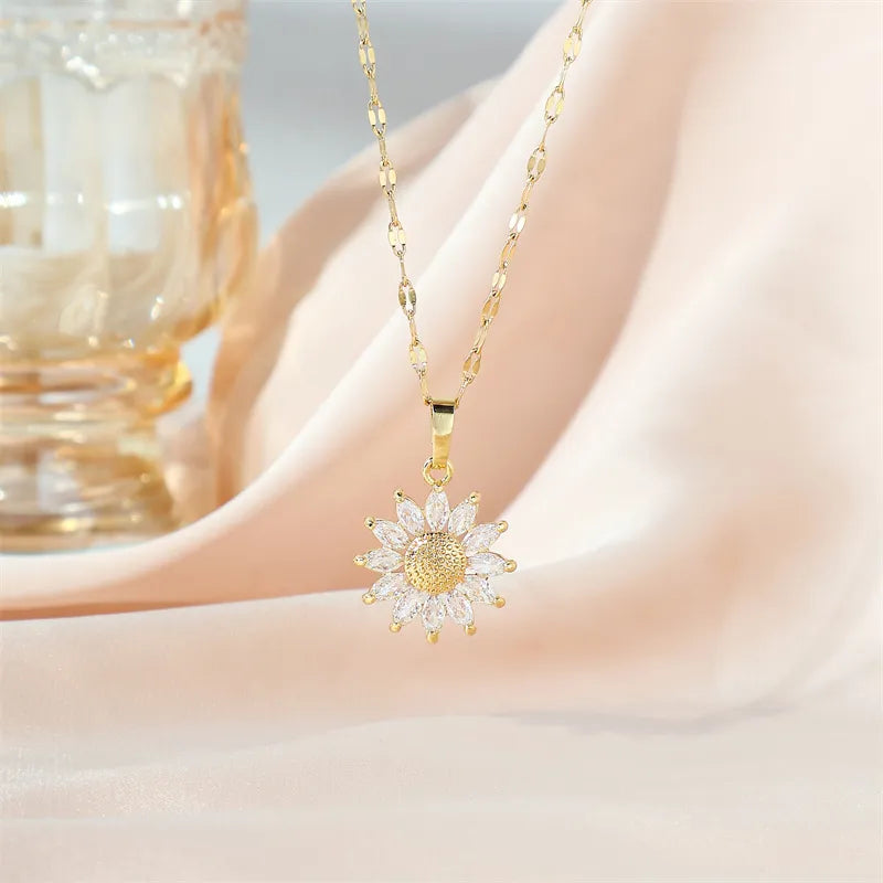Sun Flower 18k Gold Plated Pendant Necklace [JIS2024032601]