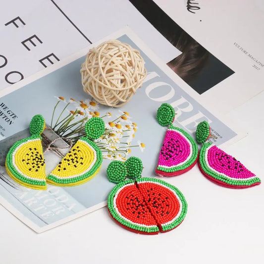 Watermelon Fruit Beads Earrings [JIS2024032749]