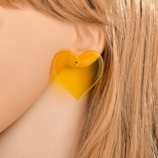 Transparent Heart Stud Earrings