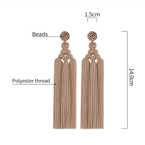 1 Pair Tassel Braid Drop Beads Earrings [JIS2024032760]