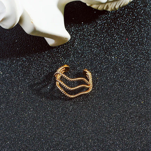 Metal C-shaped Wave Clip Earrings [JIS2024032745]