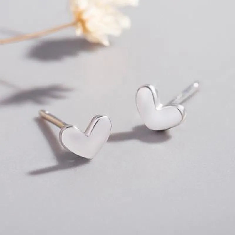925 Silver Heart Shape Stud Earrings [JIS2024032732]