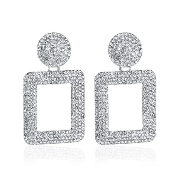Diamond Square Dangle Earrings [JIS2024032708]