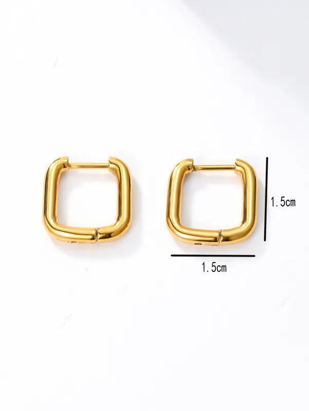 Square 18k Gold Plated Hoop Earrings [JIS2024032726]