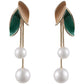 Leaf Artificial Pearls Dangle Earrings [JIS2024032733]
