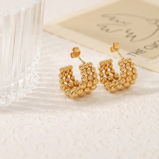 C Shape 18k Gold Plated Earrings [JIS2024032606]