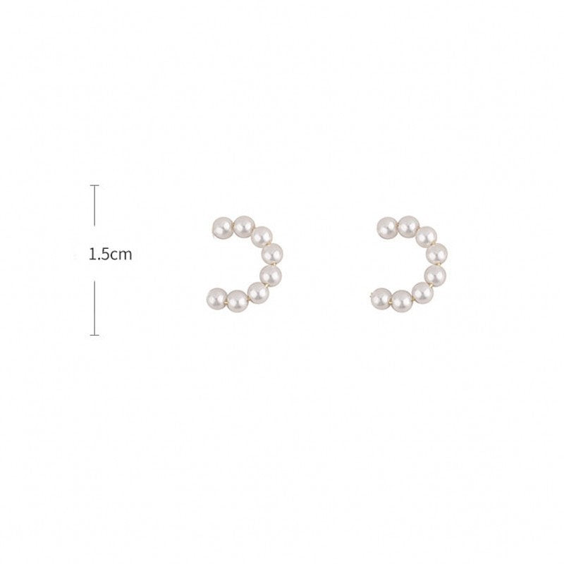 C-shaped Pearl Splicing Clip Earrings [JIS2024032740]